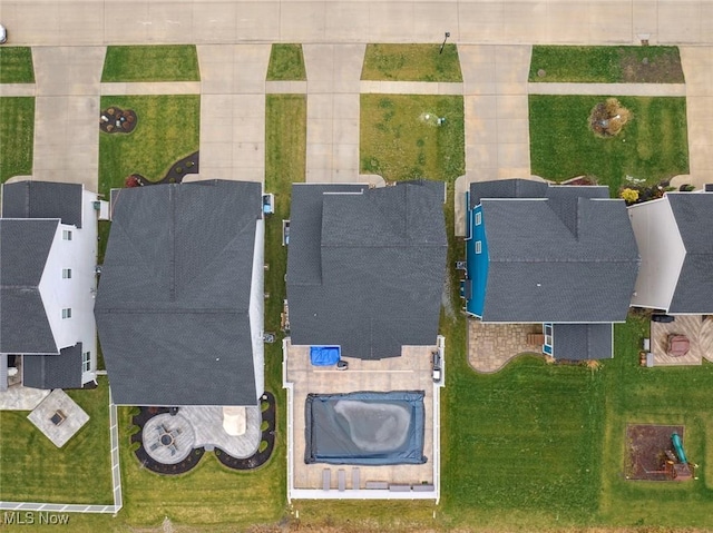 drone / aerial view with a residential view