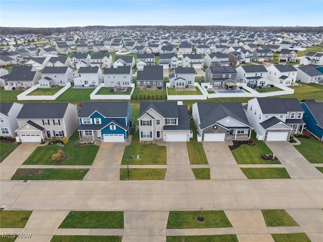 bird's eye view with a residential view