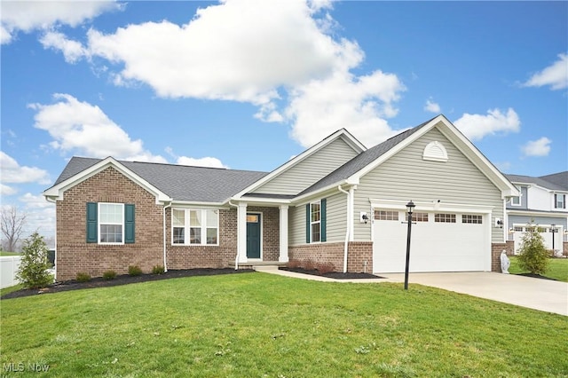 craftsman-style house featuring a garage and a front yard