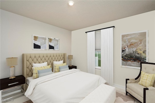 bedroom with a textured ceiling