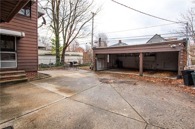 exterior space featuring a garage