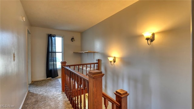 hallway with carpet floors