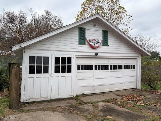 view of garage