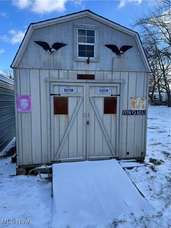 view of snow covered structure