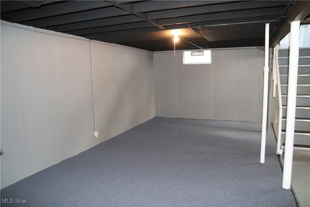 basement with carpet floors