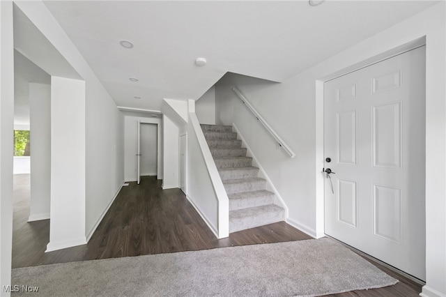 foyer featuring dark wood-type flooring