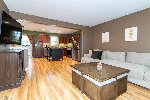 living room featuring light hardwood / wood-style floors