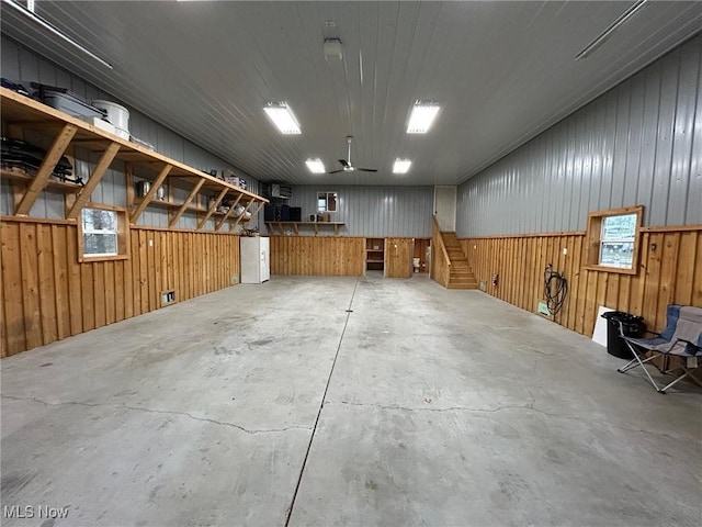 garage with wooden walls