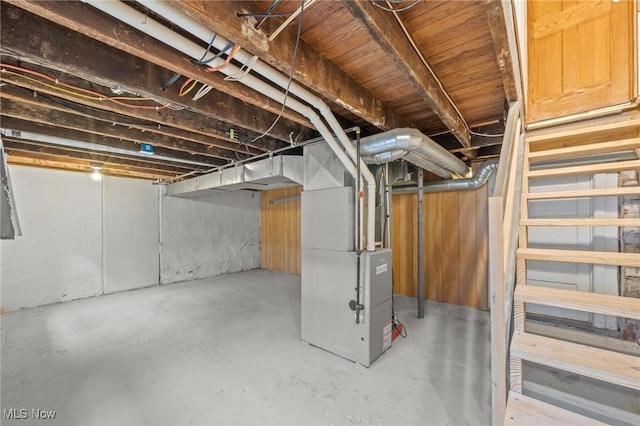 basement with heating unit