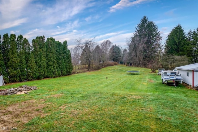 view of yard with a trampoline