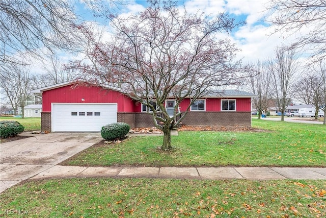 ranch-style house with a front lawn and a garage