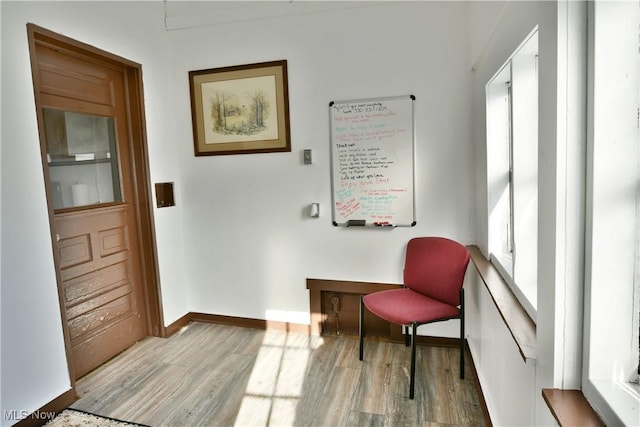 living area with wood-type flooring