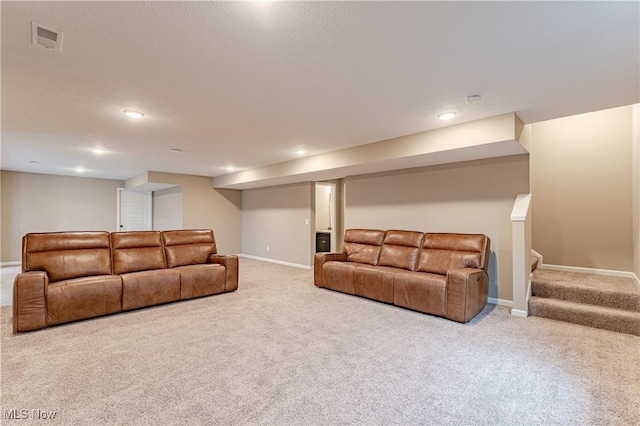 living room with carpet