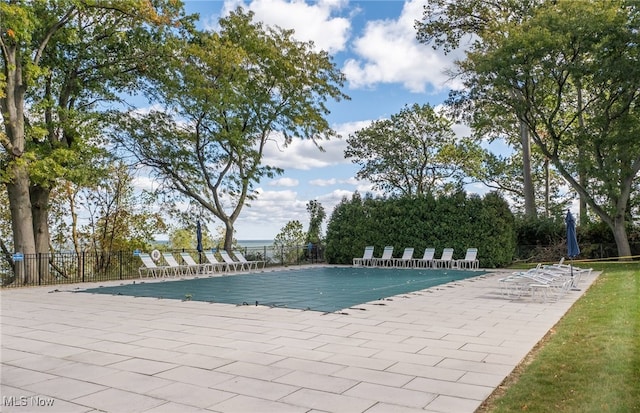 view of swimming pool with a patio