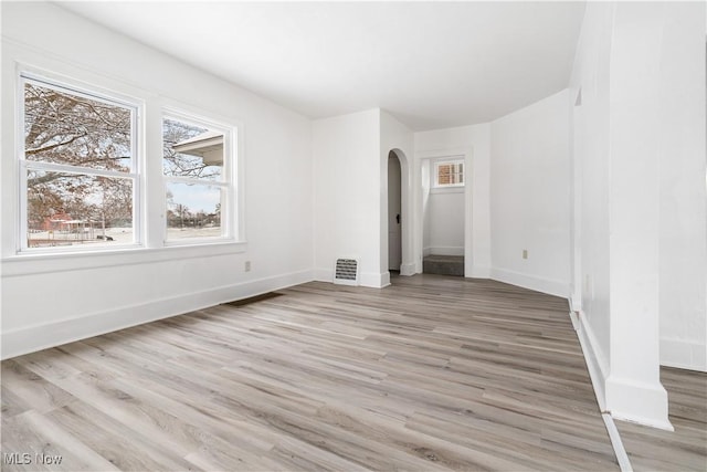 empty room featuring light wood-type flooring