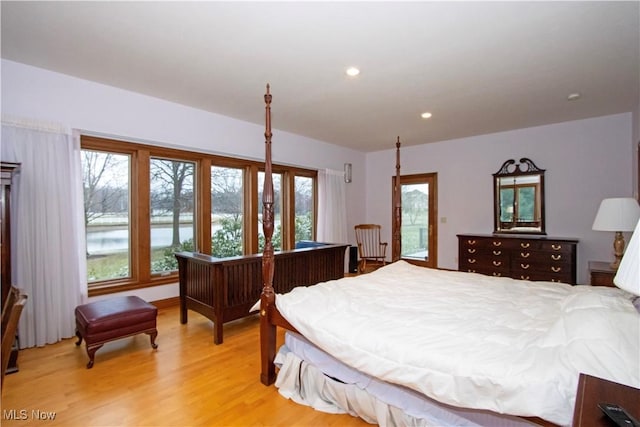 bedroom featuring light hardwood / wood-style flooring