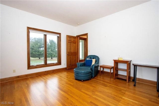 sitting room featuring light wood-type flooring