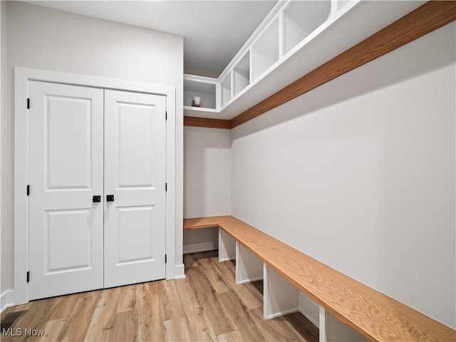 mudroom with light wood-type flooring