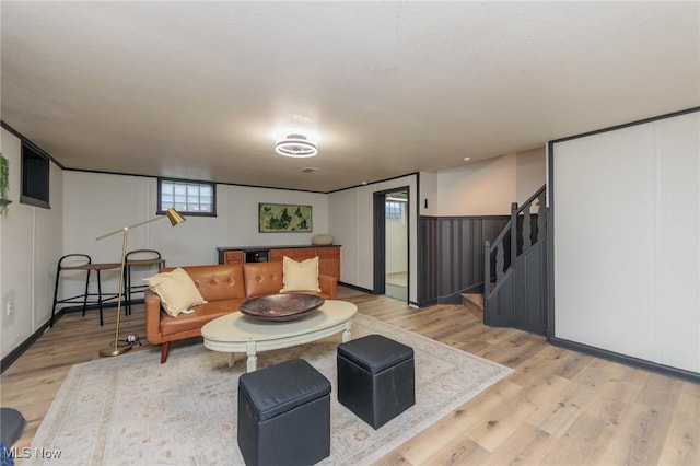 living room featuring light hardwood / wood-style flooring