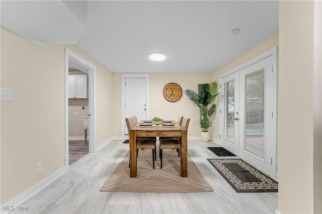 dining area with french doors