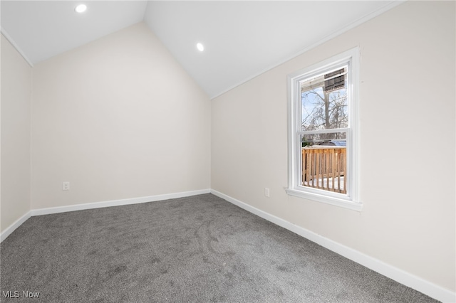 additional living space featuring carpet floors and lofted ceiling