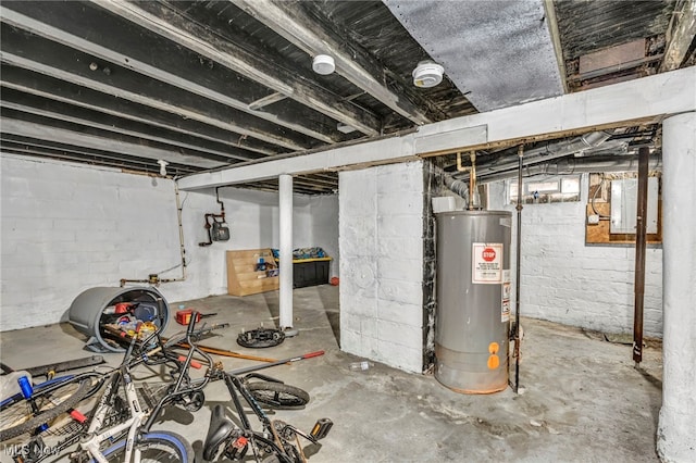 basement with gas water heater