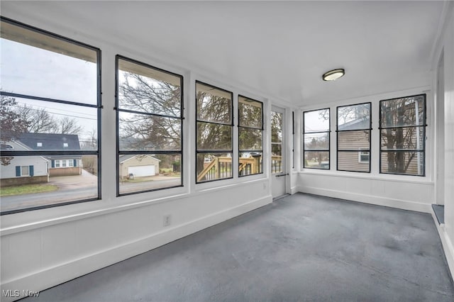 view of unfurnished sunroom