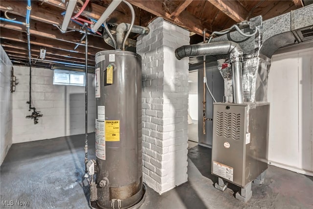 utility room featuring gas water heater