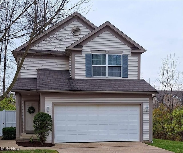 view of front property with a garage