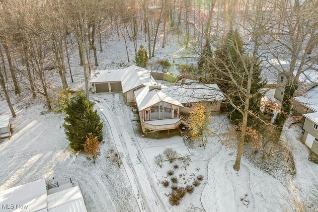 view of snowy aerial view