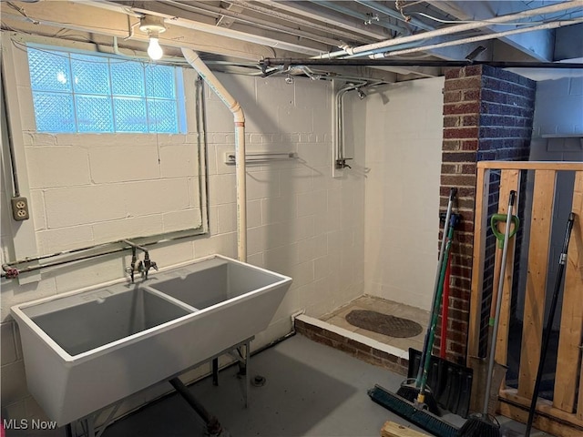 clothes washing area with sink