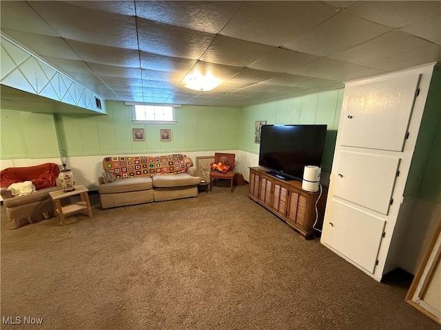 living room with carpet floors