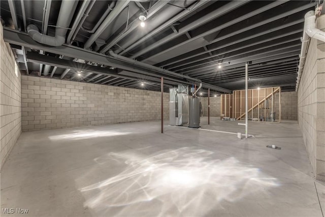 basement featuring water heater