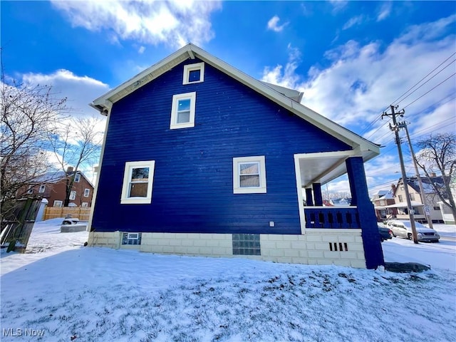 view of snowy exterior