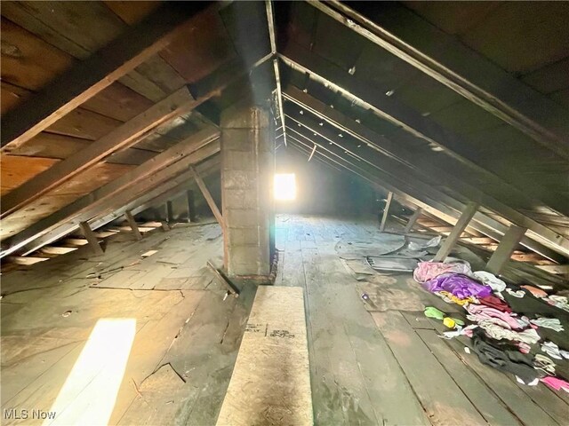 view of unfinished attic