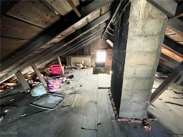 view of unfinished attic