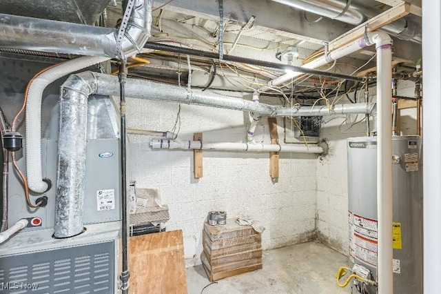 utility room featuring gas water heater