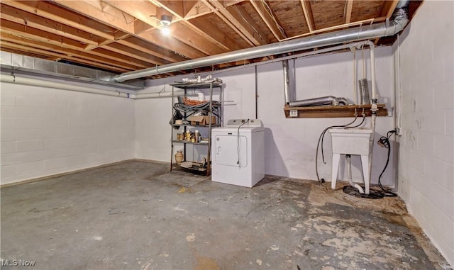 basement with separate washer and dryer