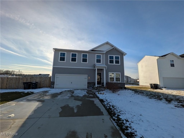 view of front property featuring a garage