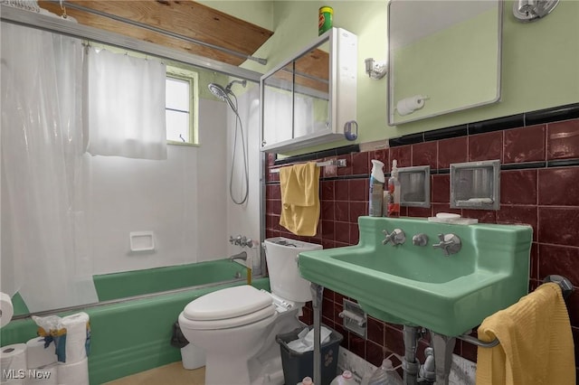 1956 Bluff Ave, Columbus, OH 43212 - bathroom with shower / tub combination, tile walls, and toilet
