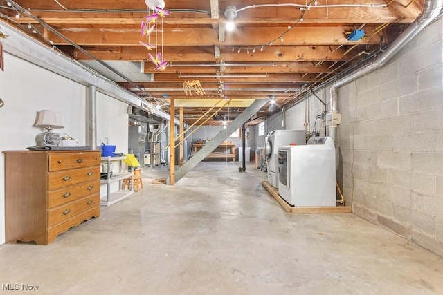 basement featuring heating unit