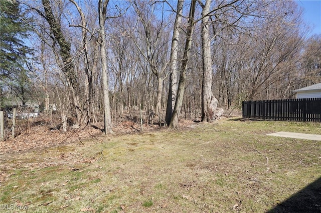 view of yard featuring fence