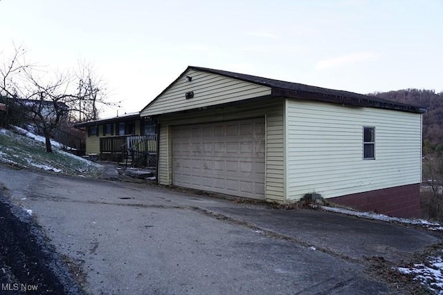 view of garage