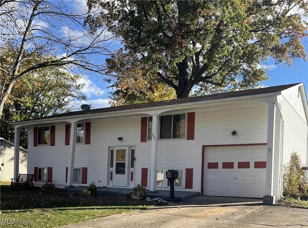 bi-level home with a garage