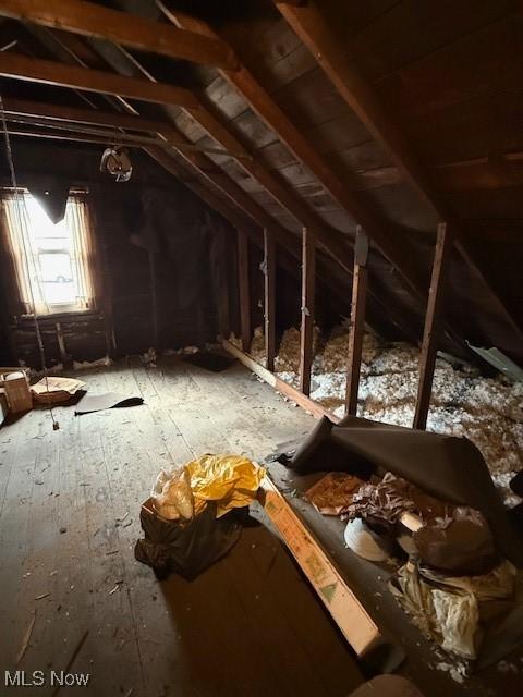 view of unfinished attic