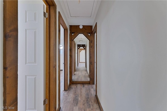 corridor with hardwood / wood-style floors