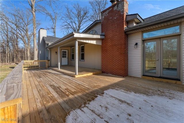 wooden deck with french doors