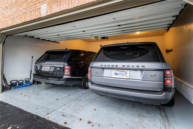 garage with a garage door opener