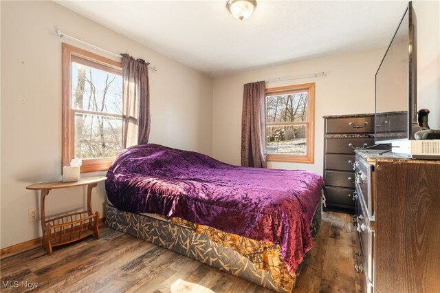 bedroom featuring dark hardwood / wood-style flooring