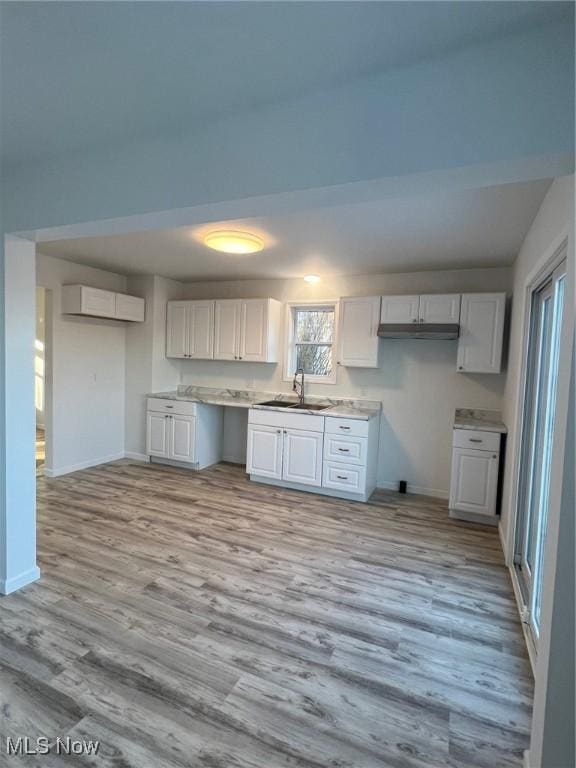 1234 Sunnyside St, East Liverpool, OH 43920 - kitchen featuring light wood-style floors, white cabinetry, and light countertops